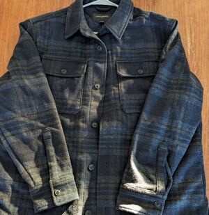 NWT Banana Republic Charcoal and Black Plaid Coat